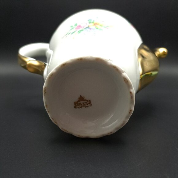 Vintage Bavaria Porcelain Teapot Gold Trim Floral Design - Picture 16 of 16
